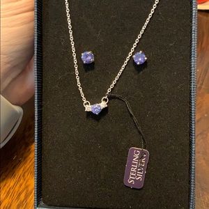 Sterling Silver and CZ Earring & necklace set.